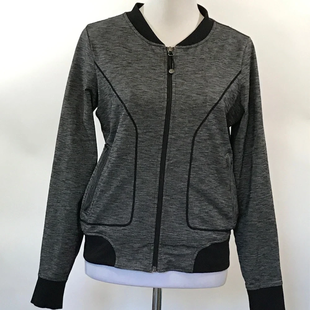 Athleta bomber jacket gray black size M - Picture 2 of 8